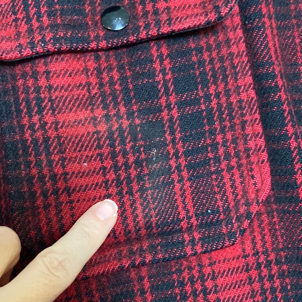 Vintage Woolrich Coat Men 42 Red Black Buffalo Plaid Mackinaw 70s Wool Hunting - Picture 16 of 16